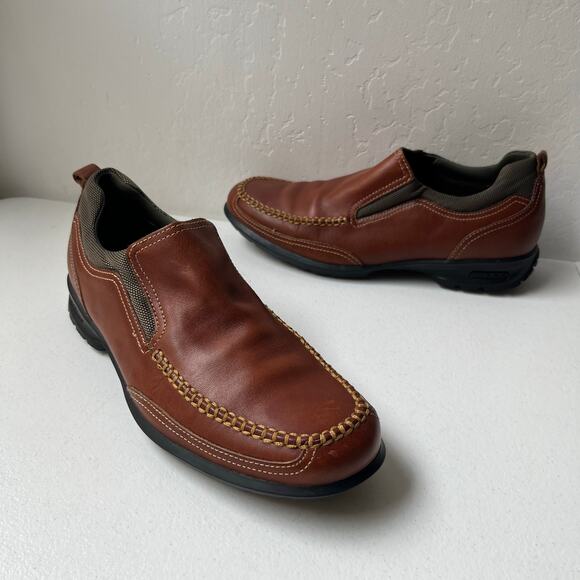 Cole Haan Nike Air Driving Loafers Moc Toe Leather Slip-On Size 8.5 Quiet Luxury